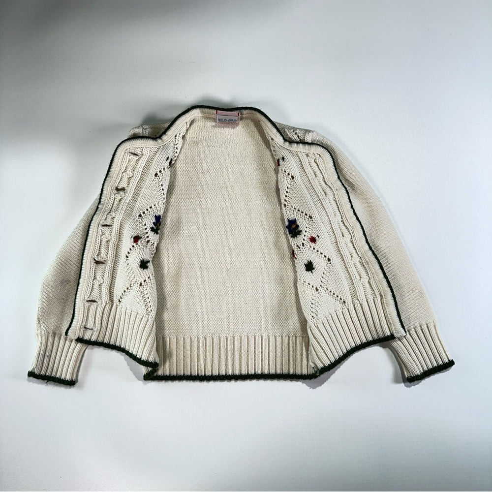 Pfister girls embroidered alpine knit cardigan cottagecore floral cream - Picture 10 of 11